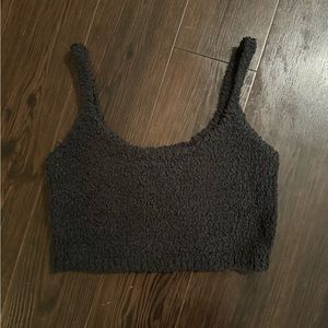 Skims Cozy Knit Bralette in Onyx Size S/M
